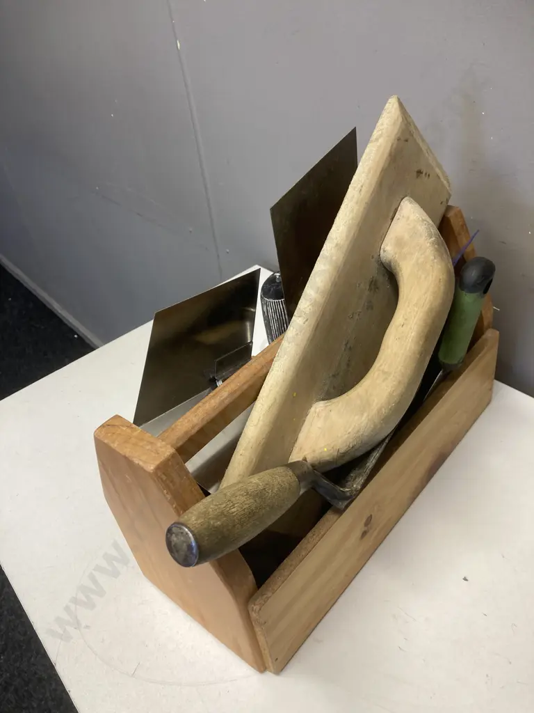 Wooden Caddy, Trowels Etc With Halogen Flood Light Image 1++