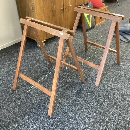 Pair of Vintage Wooden Wallpapering Table Trestles