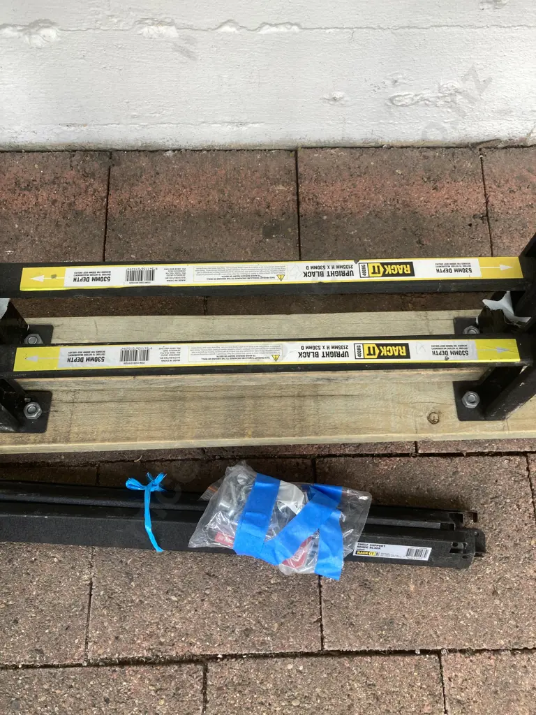 Rack It 400Kg Storage Black - H2135 W1800 D530mm. 2 x Uprights, 4 x Beams, 4 x Shelf Support Braces Image 1++