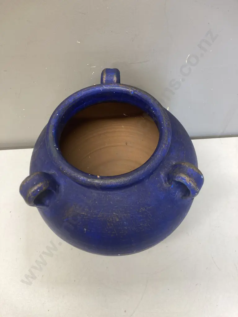Blue Glazed Terracotta Pot. 33 x 29cm Image 1++