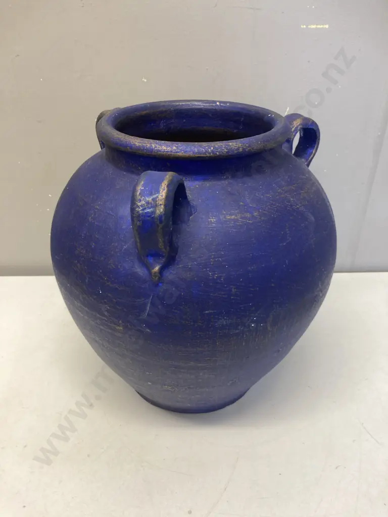 Blue Glazed Terracotta Pot. 33 x 29cm Image 1++