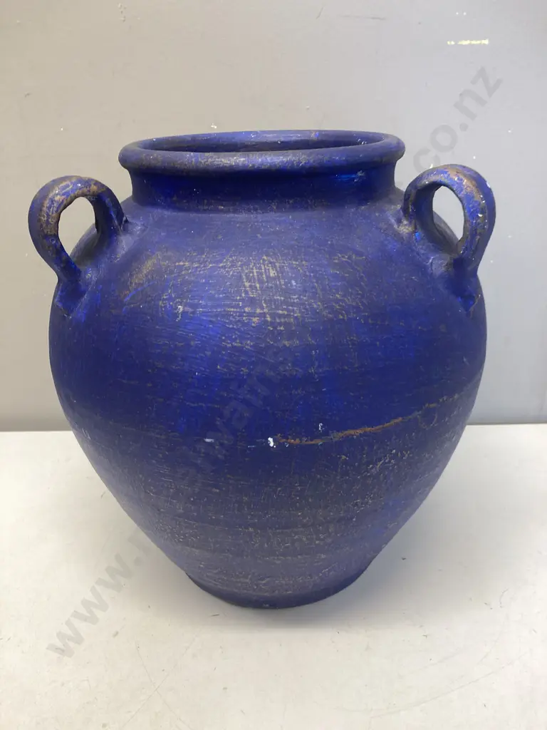 Blue Glazed Terracotta Pot. 33 x 29cm Image 1++
