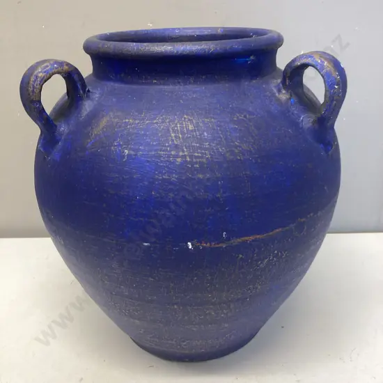 Blue Glazed Terracotta Pot. 33 x 29cm