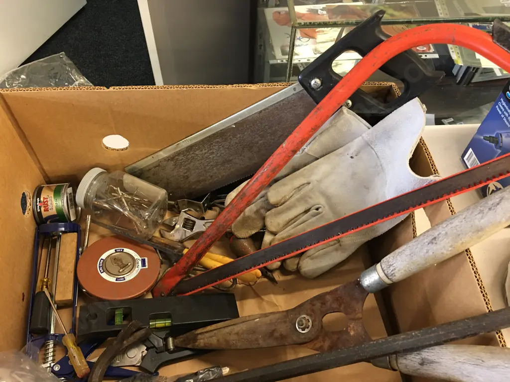 Assorted Hand Tools Including Crow Bar, Pruning Saw Etc Image 1++