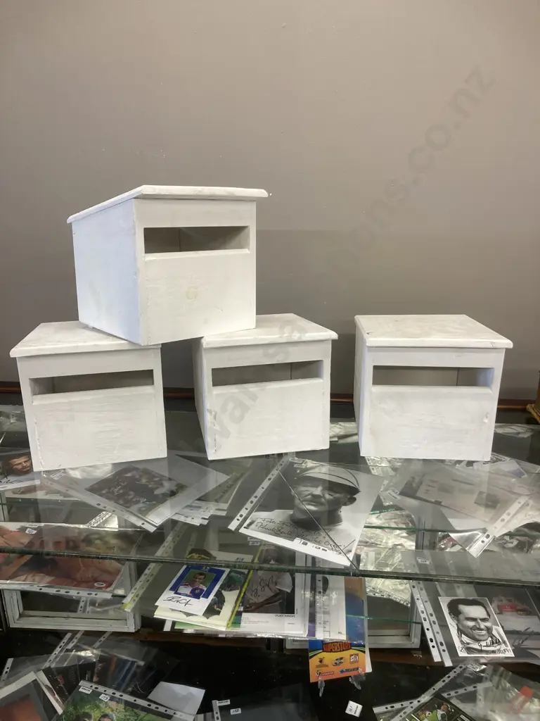 Lot of 4 Wooden Letter Boxes Painted White Image 1++