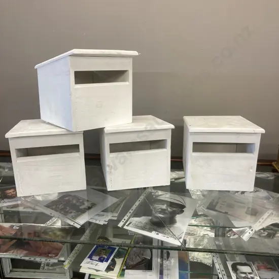 Lot of 4 Wooden Letter Boxes Painted White