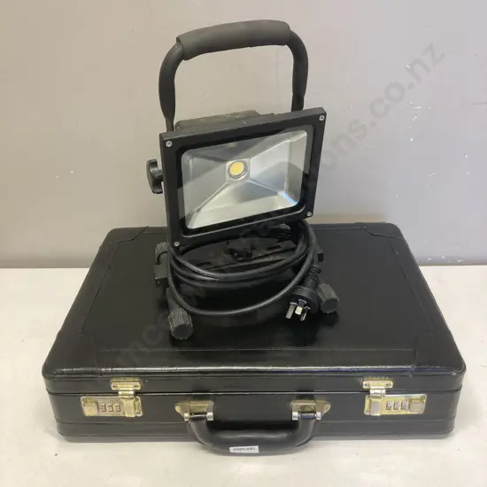 HPM LED Flood Light & Black Leather Flight Briefcase