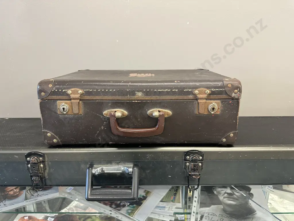 Hard Gun Case H11 W122 D26cm (As Found), Vintage Suitcase With Assorted Maps Image 1++