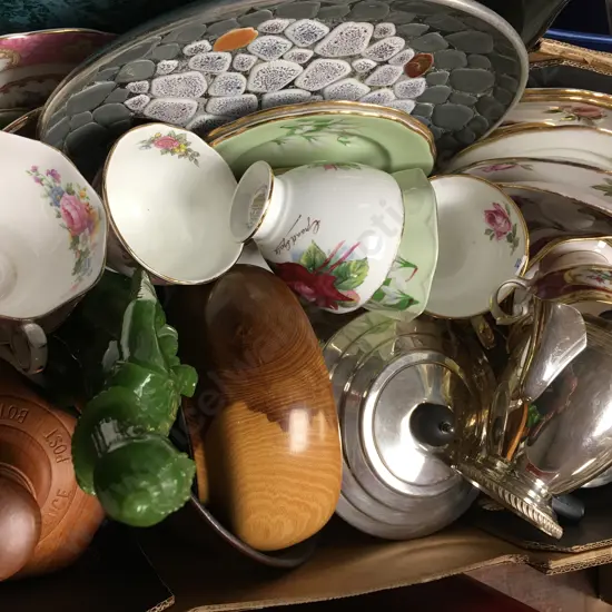 Assorted China, Wooden Ware Etc