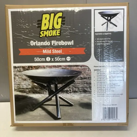 Big Smoke Orlando Firebowl - Mild Steel. 50 x 50cm