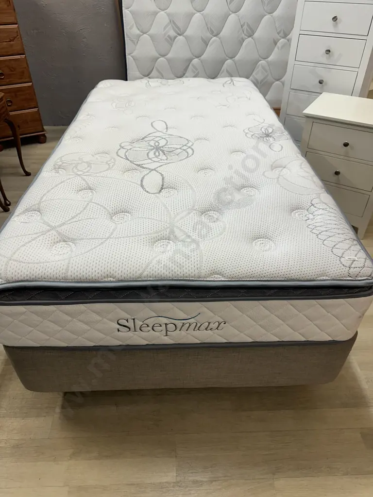 Sleepmax King Single Mattress & Base with 2 Drawers, With Pillows & Sheet Set Image 1++