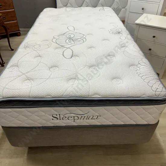Sleepmax King Single Mattress & Base with 2 Drawers, With Pillows & Sheet Set