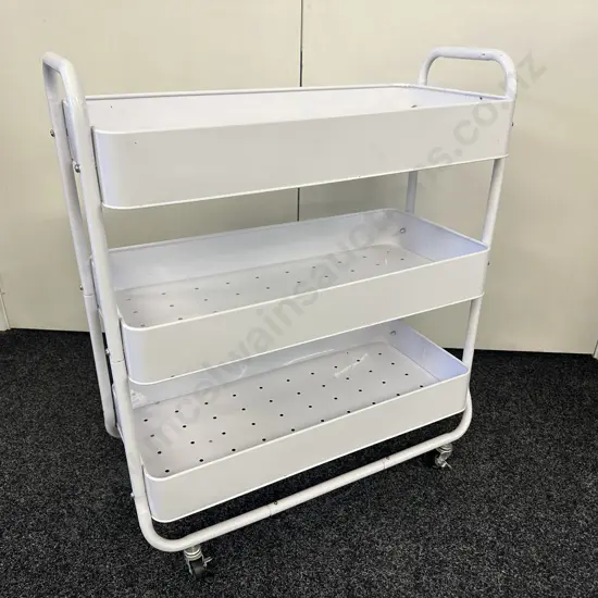 Mobile White 3 Tier Storage Trolley. H80 W70 D31cm