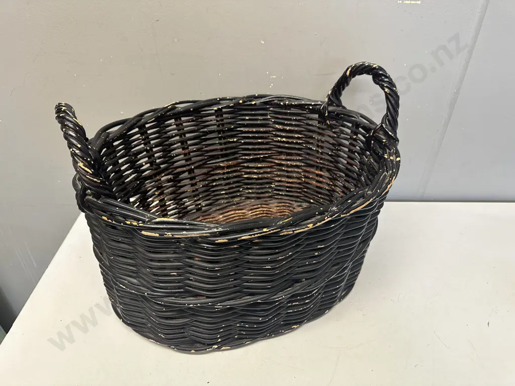 Double Handled Oval Cane Basket. H25 W45 D38cm Image 1++