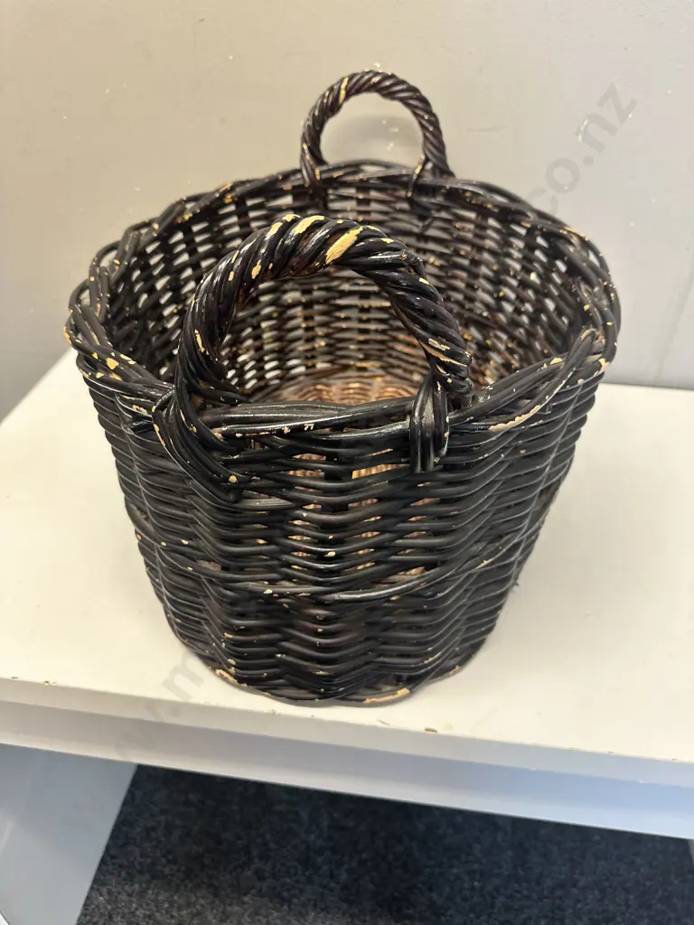 Double Handled Oval Cane Basket. H25 W45 D38cm Image 1++