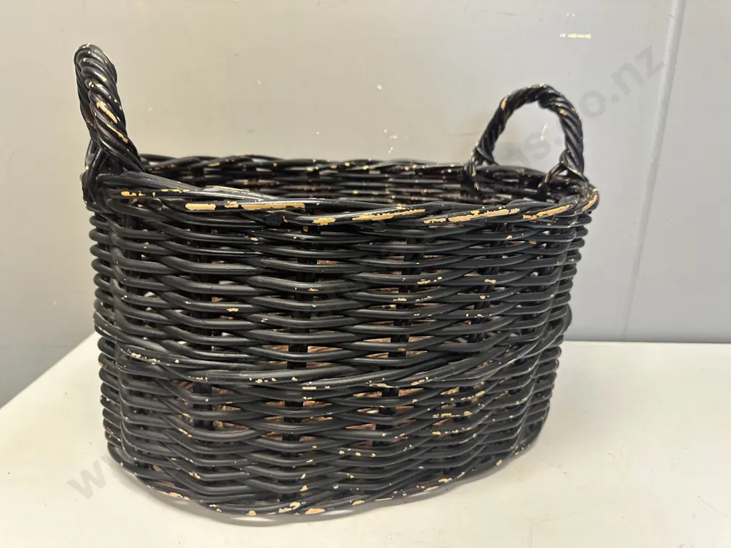 Double Handled Oval Cane Basket. H25 W45 D38cm Image 1++
