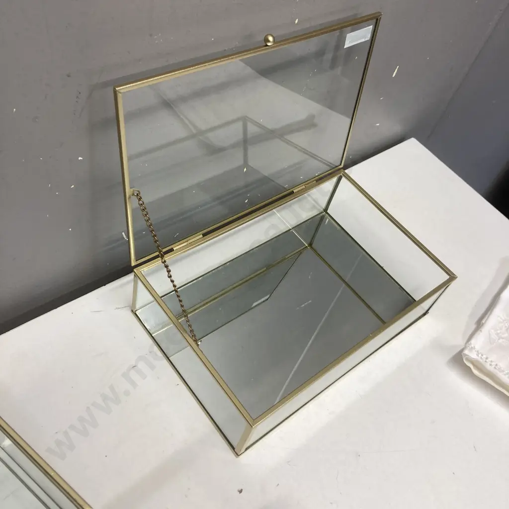 Lot of 3 Glass & Brass Display Cases Image 1++