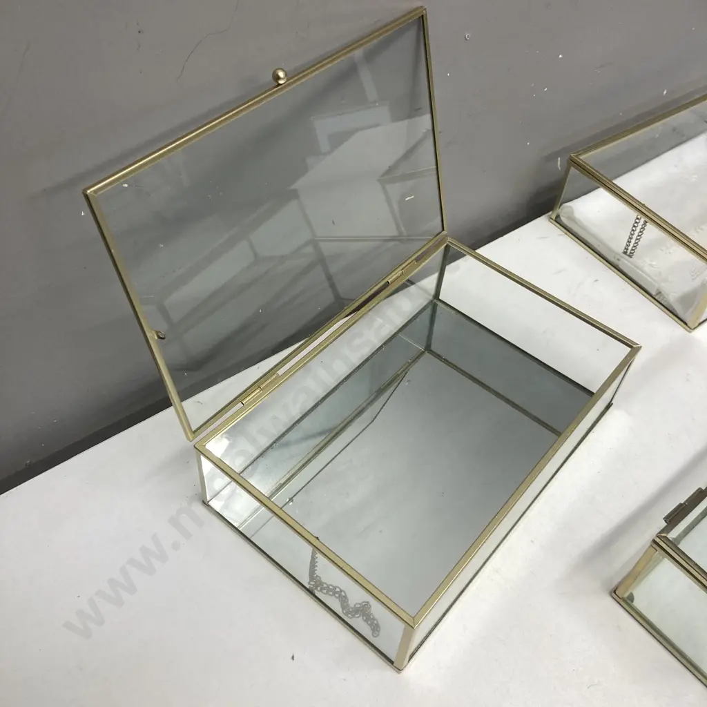 Lot of 3 Glass & Brass Display Cases Image 1++