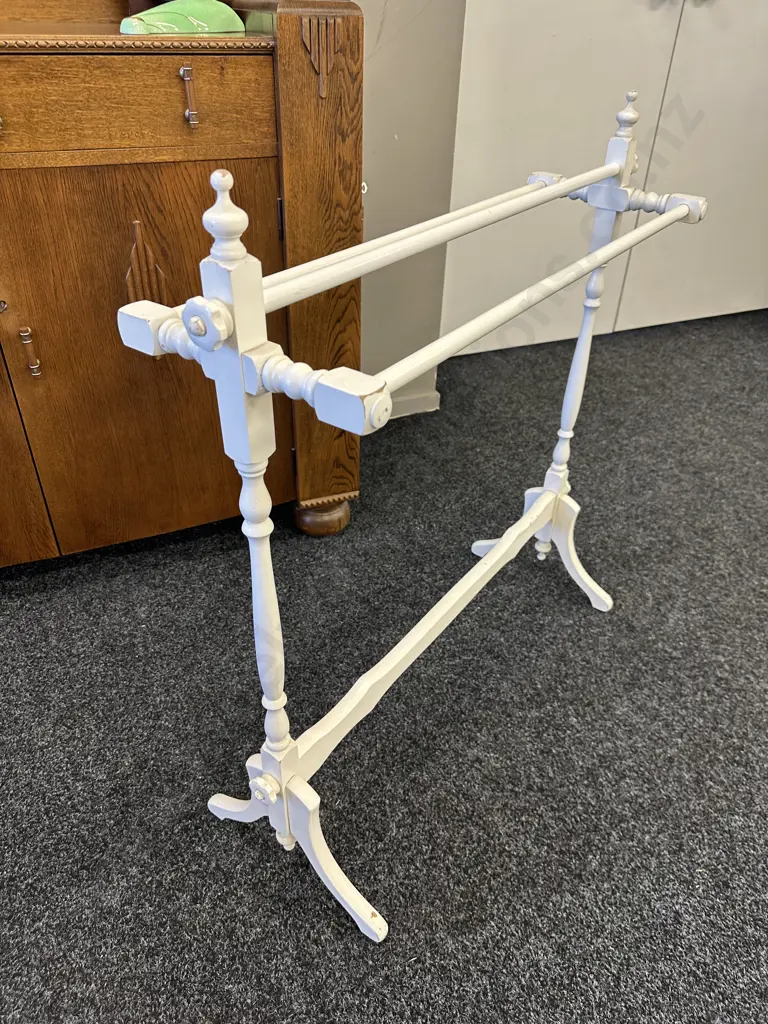 White Ornate Freestanding Towel Rail. 91 x 88cm Image 1++