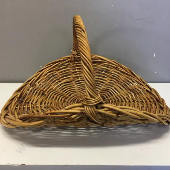 Large Vintage Handled Cane Serving Tray