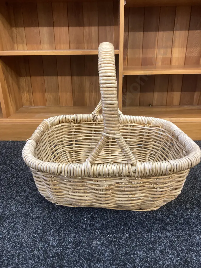 Woven Cane Handled Basket. 49 x 52cm Image 1++