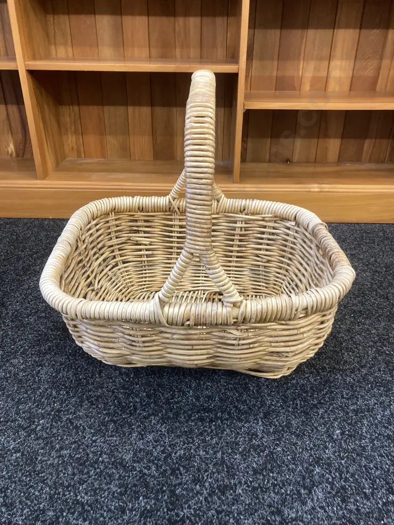 Woven Cane Handled Basket. 49 x 52cm Image 1++