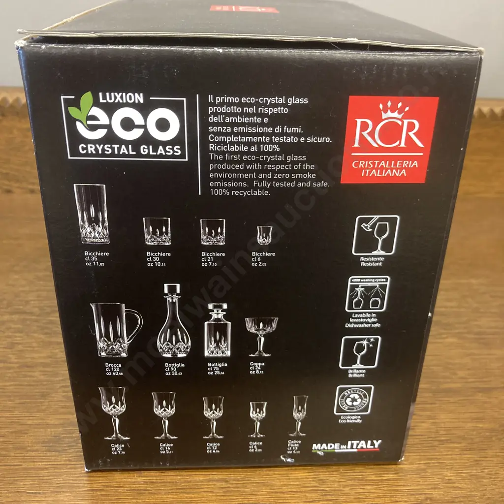 RCR Italy Opera Pattern Wine Glasses 23cl (Box of 6) Image 1++