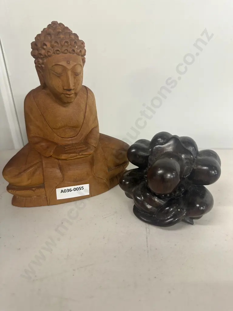 Balinese Carved Wooden Buddha & Weeping Buddha Image 1++