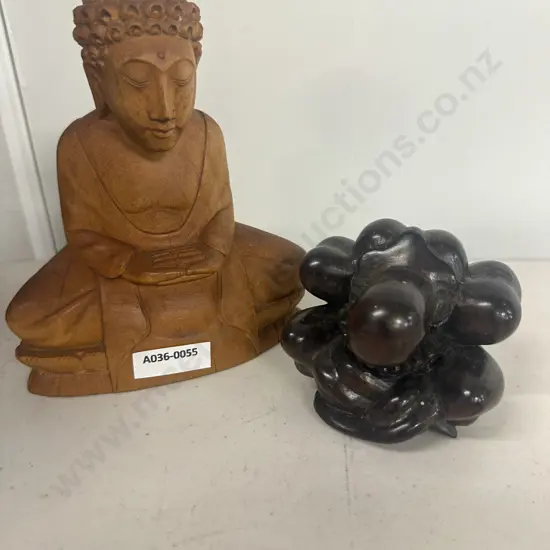 Balinese Carved Wooden Buddha & Weeping Buddha