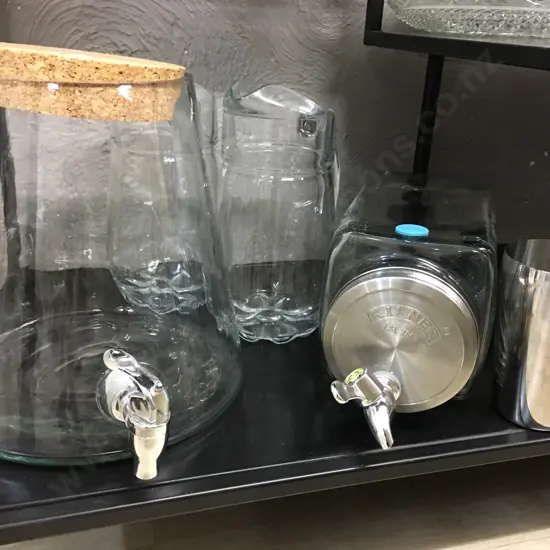 Assorted Glassware Items Including Drinks Dispensers Etc