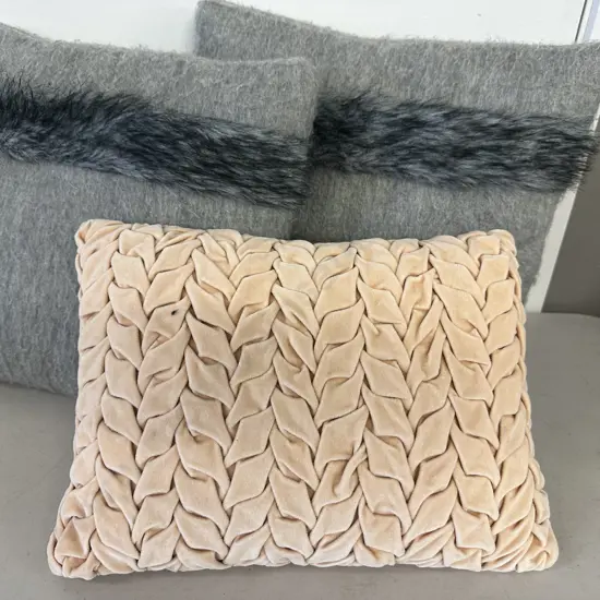 Cushions x3 Grey & Peach Tones
