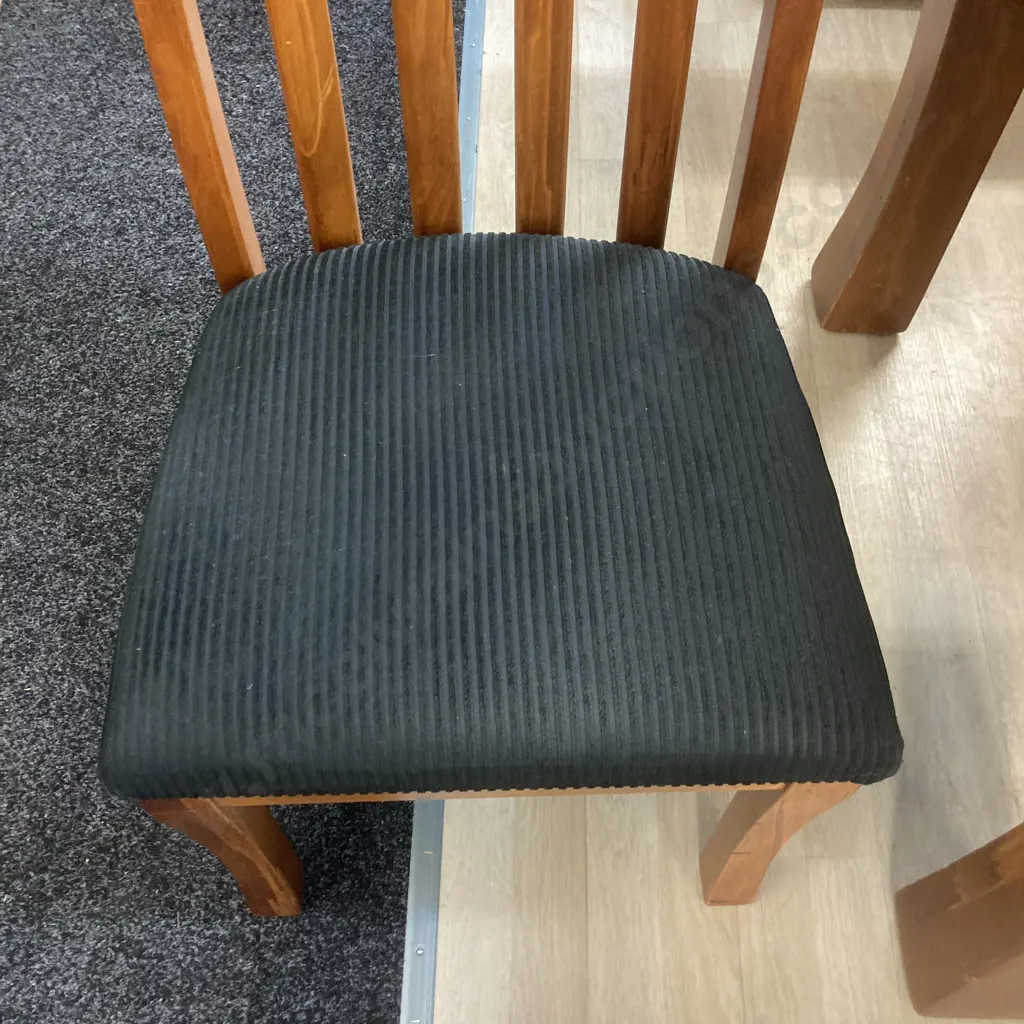 Beautiful Woodpeckers Solid Rimu Dining Table, Glass Top (H79 W180 D100cm) 6 Dark Green Fabric Upholstered Chairs Image 1++