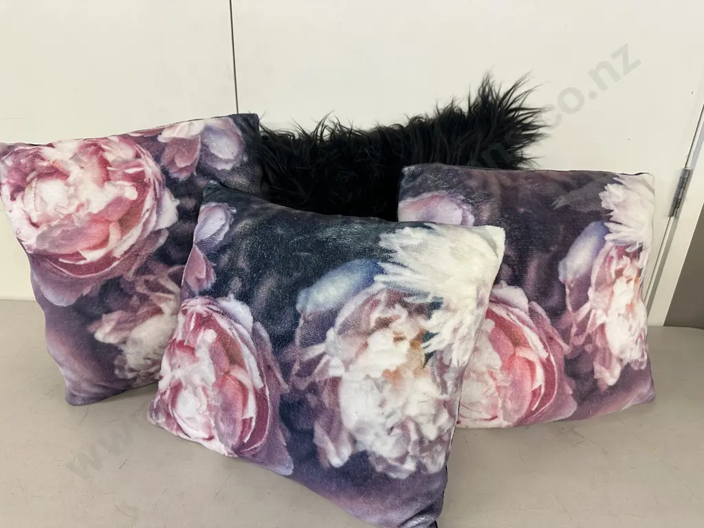 Selection Of Cushions Pink/Grey Floral Detail Image 1++