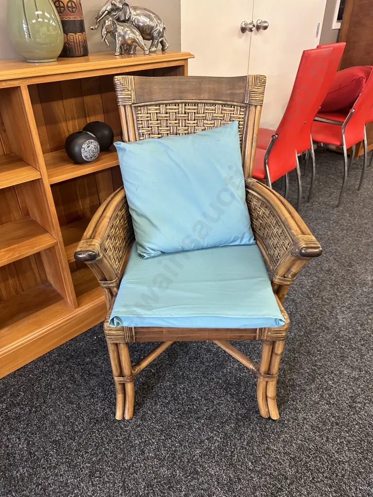 Vintage Cane & Rattan Armchair Image 1++