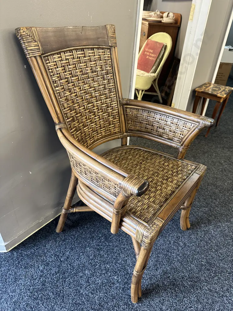 Vintage Cane & Rattan Armchair Image 1++