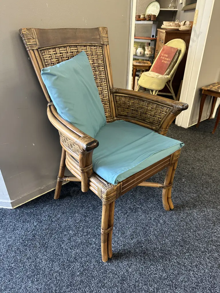 Vintage Cane & Rattan Armchair Image 1++