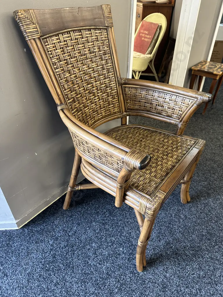 Vintage Cane & Rattan Armchair Image 1++