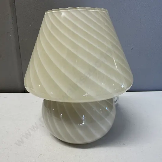 Vintage Murano Cream Swirl Mushroom Table Lamp. H19cm