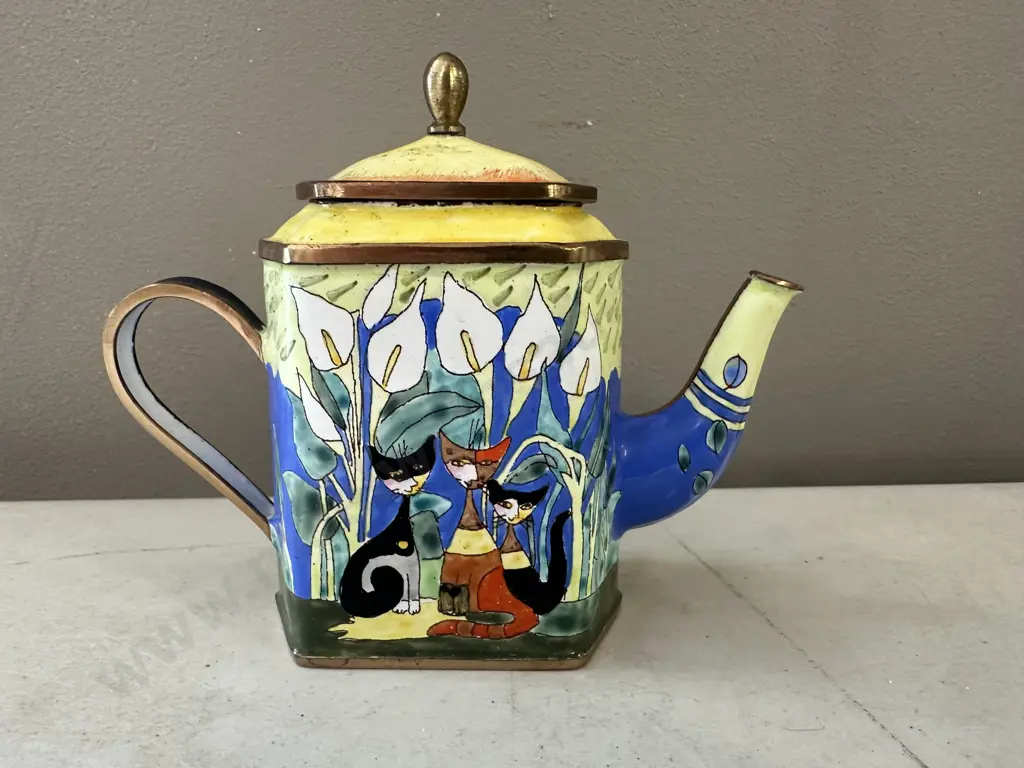 Goebel R.Wachtmeister Mini Enamel Hand Painted Tea Pot Image 1++