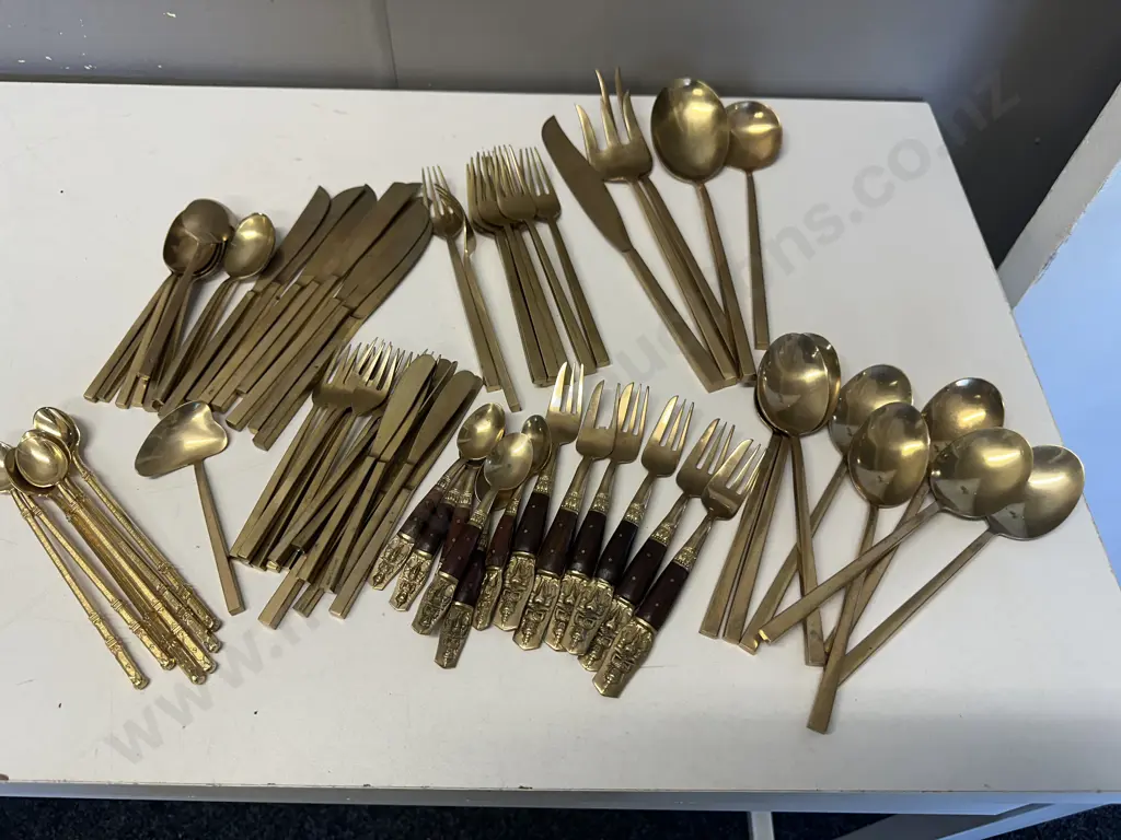 Assorted Nickel Bronze Cutlery & Serving Spoons Etc Image 1++