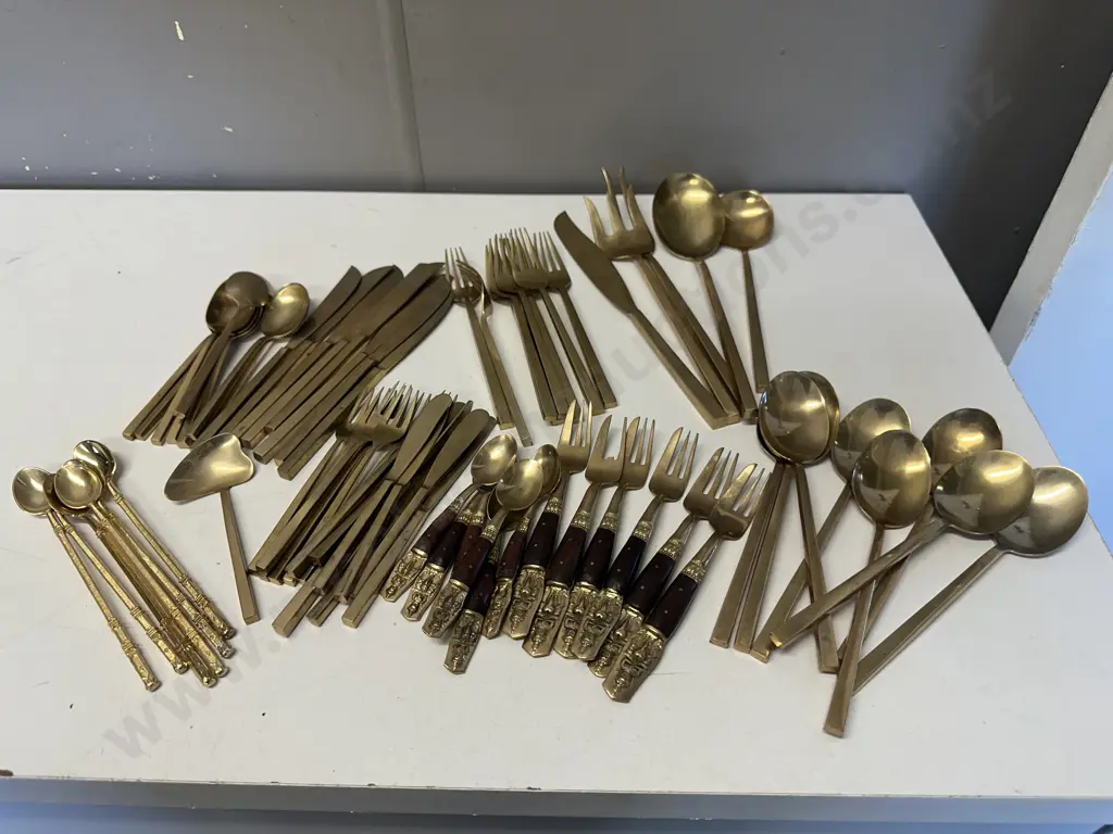 Assorted Nickel Bronze Cutlery & Serving Spoons Etc Image 1++