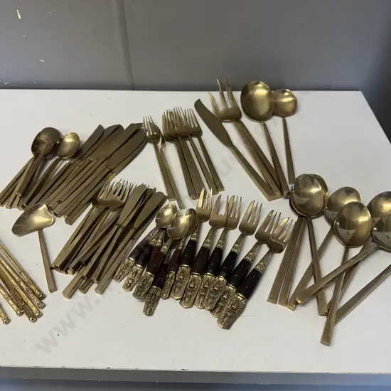Assorted Nickel Bronze Cutlery & Serving Spoons Etc