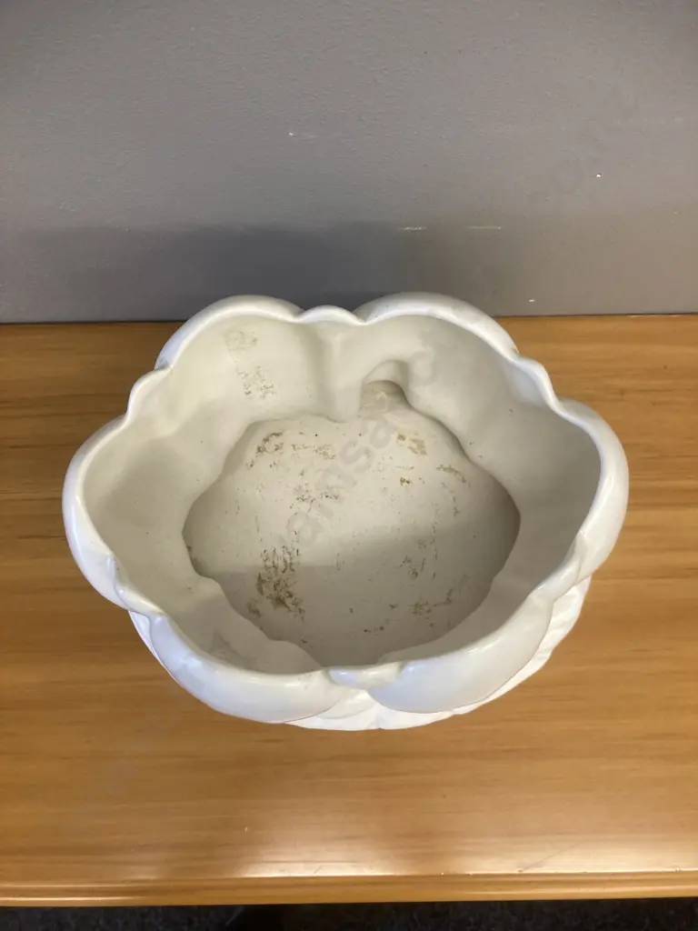 Clarice Cliff Lotus Vase, c1940, Matt White Glaze, Newport Pottery, England. 13 x 22cm, Base Stamped, Indented. As Found Image 1++