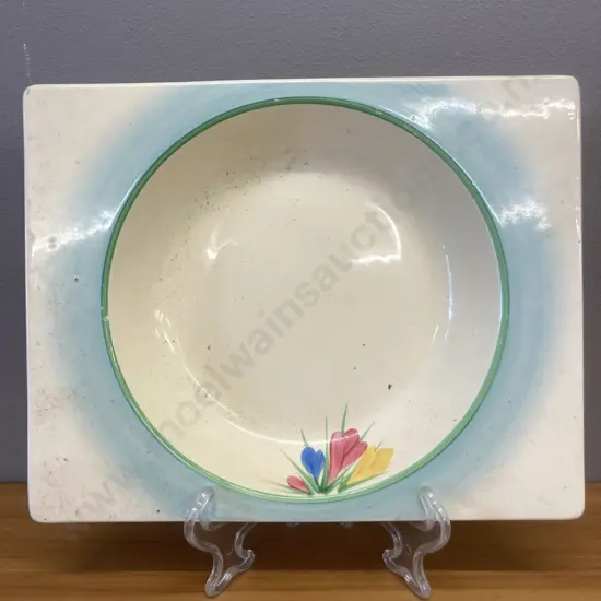 Clarice Cliff The Biarritz Royal Staffordshire Rectangular Plate, Spring Crocus 1930s. 21 x 26.5cm