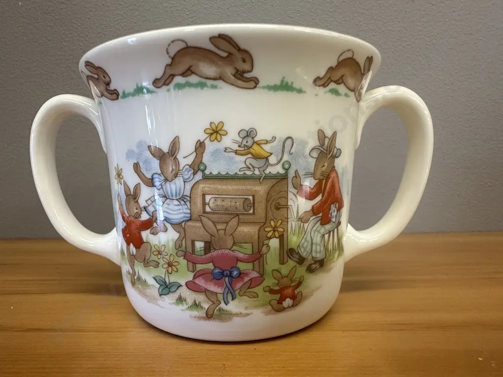 Vintage Royal Doulton China Baby Bunnykins China Handled Mug 1936 Image 1++