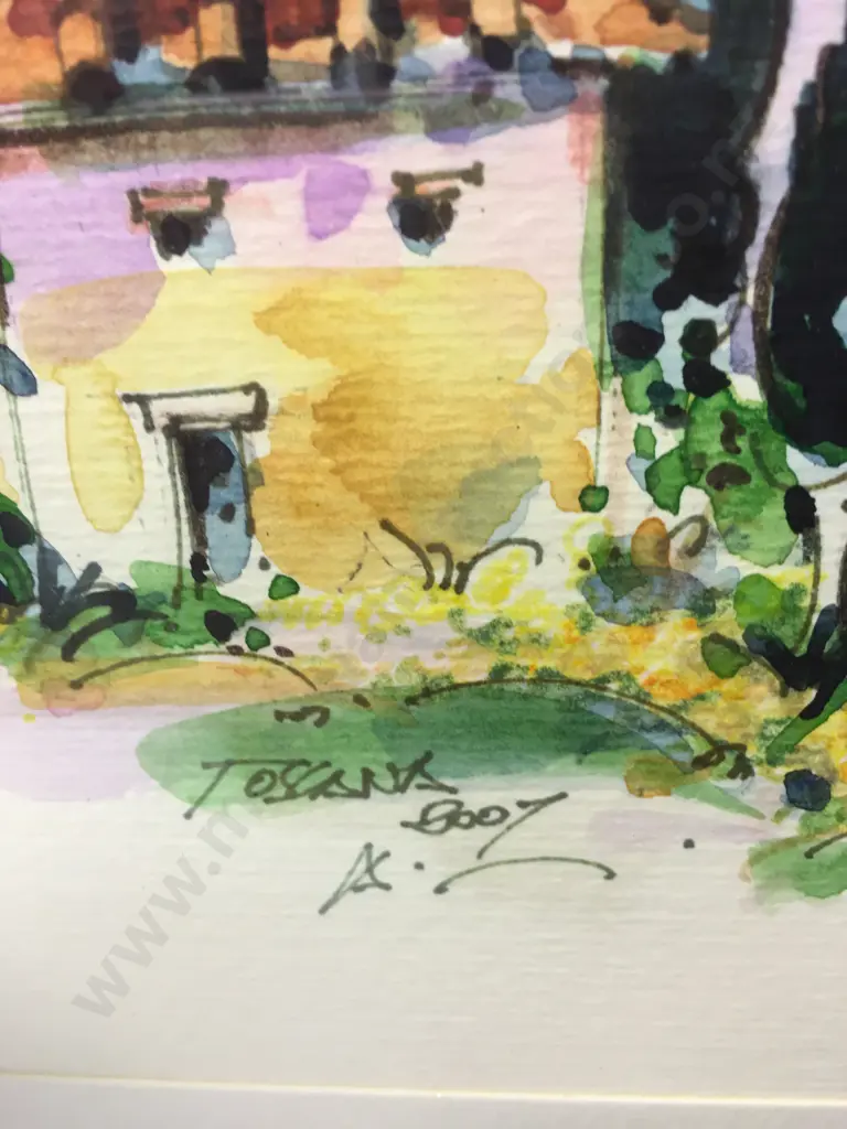 Framed Water Colour Signed By Artist H39,W44cm. Image 1++