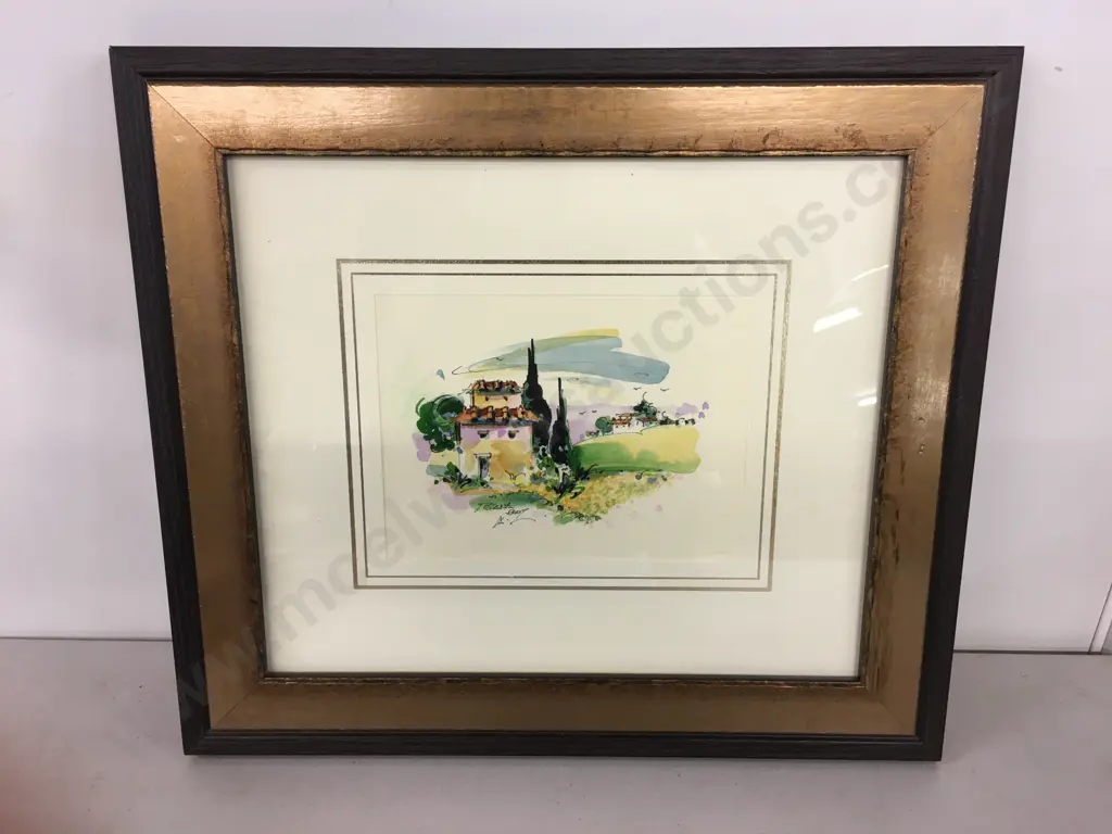 Framed Water Colour Signed By Artist H39,W44cm. Image 1++