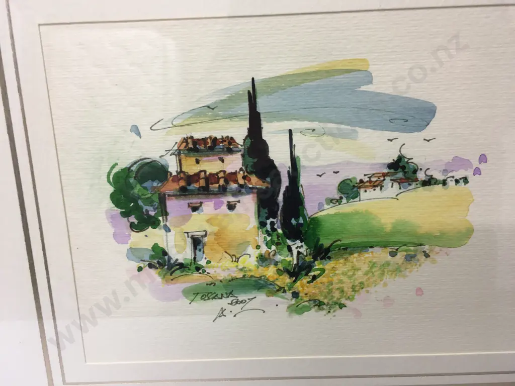 Framed Water Colour Signed By Artist H39,W44cm. Image 1++