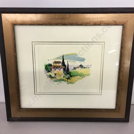 Framed Water Colour Signed By Artist H39,W44cm.