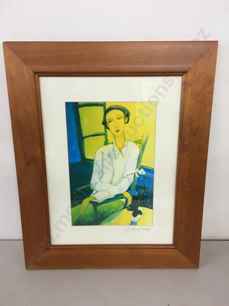 Framed Artwork By M.Wilimski 'Lady Waiting' H51,W42cm. Image 1++